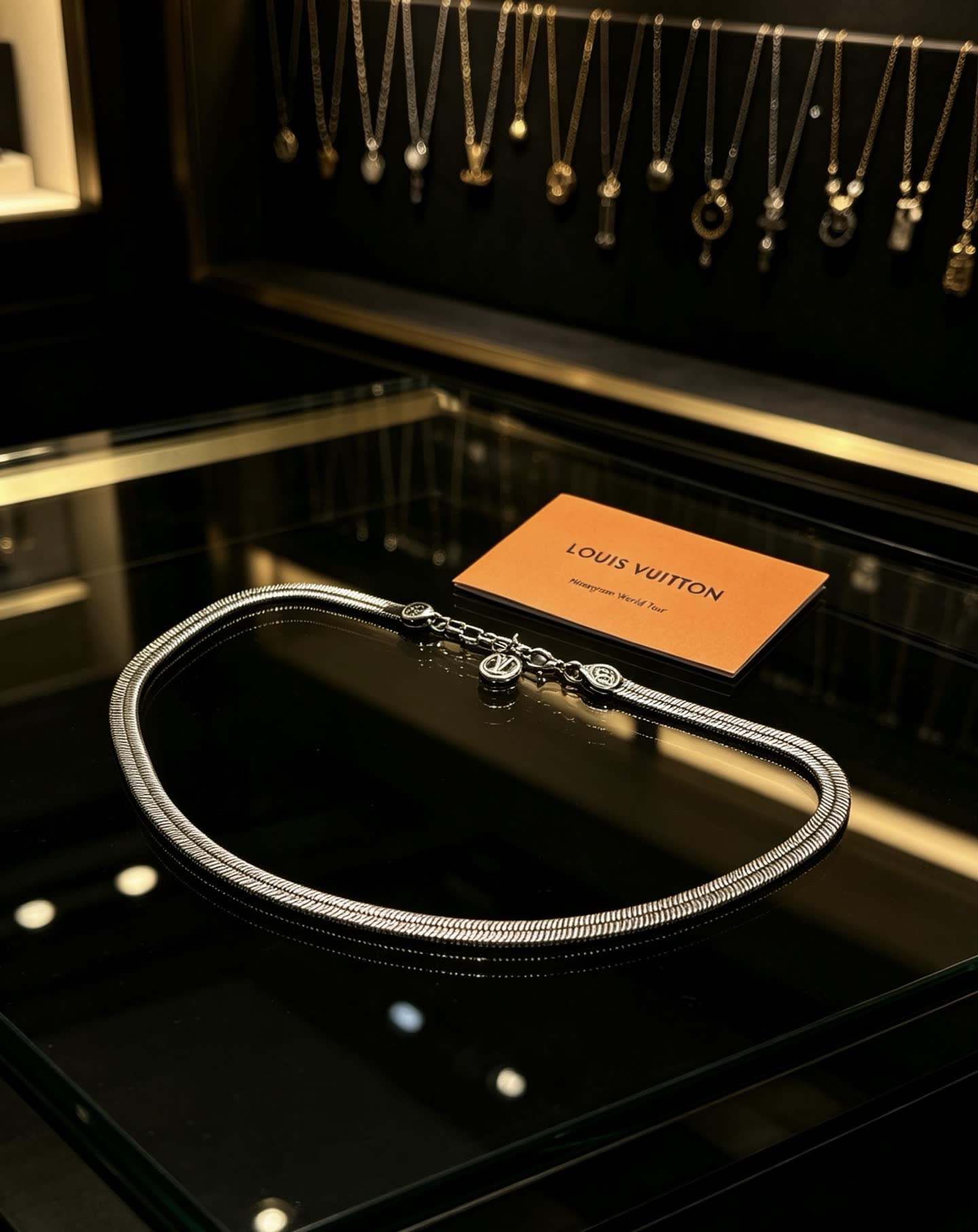 Louis Vuitton Silver Tone Chain Link Choker Necklace